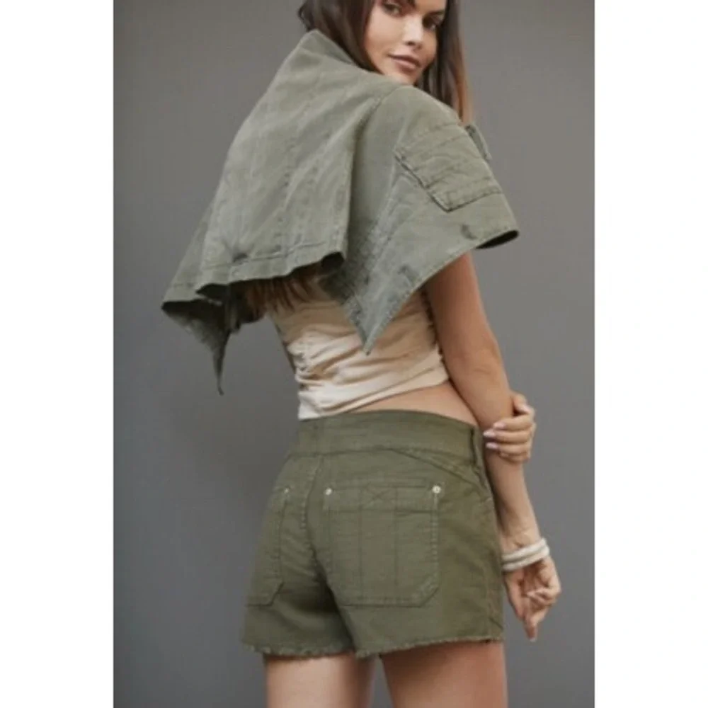 PILCRO Anthropologie Olive Green The Wanderer Utility Shorts Size 31 - Picture 2 of 7